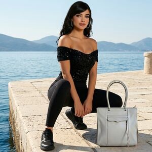 Rebecca Minkoff Light Gray Leather MAB Tote (morning after bag)